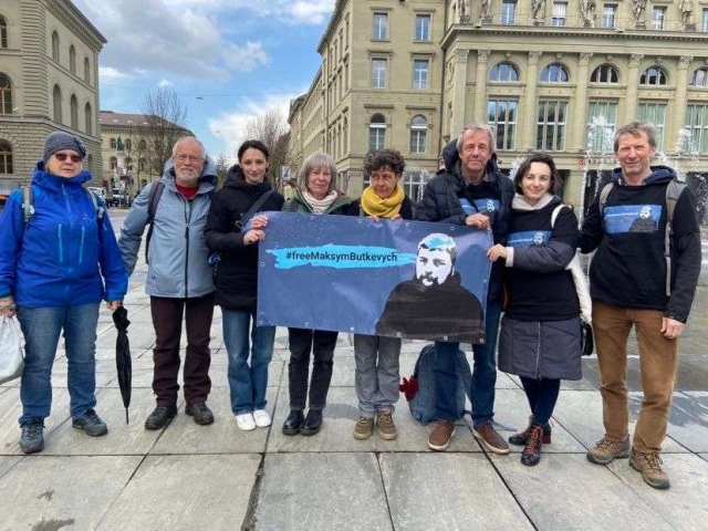 "Freedom to Maksym Butkevych and all those illegally detained by the Russian authorities!" – action in the center of Bern (Switzerland)